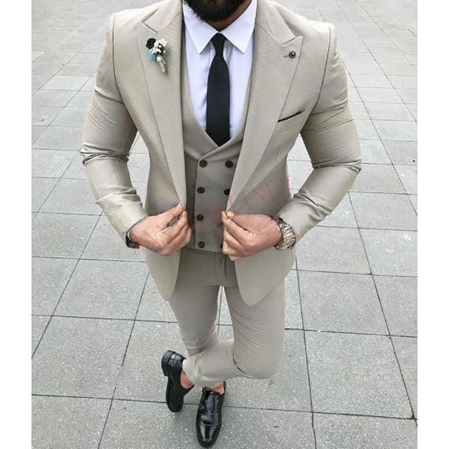 Men's Lattice Slim Fit Prom Wedding Tuxedo Jacket Pants Set