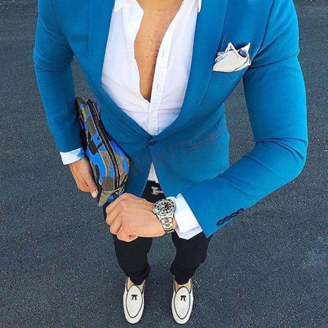 Men's Lattice Slim Fit Prom Wedding Tuxedo Jacket Pants Set