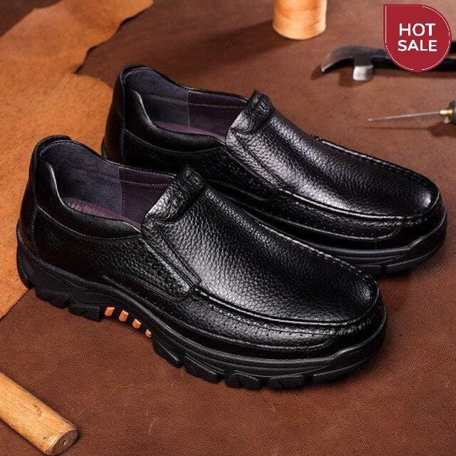 Newly Men's Genuine Leather Shoes Size 38-46 Head Leather Soft Anti-slip Driving Shoes Man Spring Business Dress Shoes