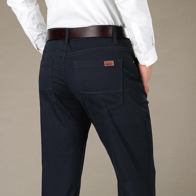 Men's Slim Stretch Cotton Straight Casual Pants, Plus Size