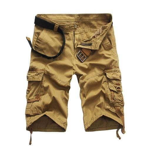 Men's camo cargo shorts back view