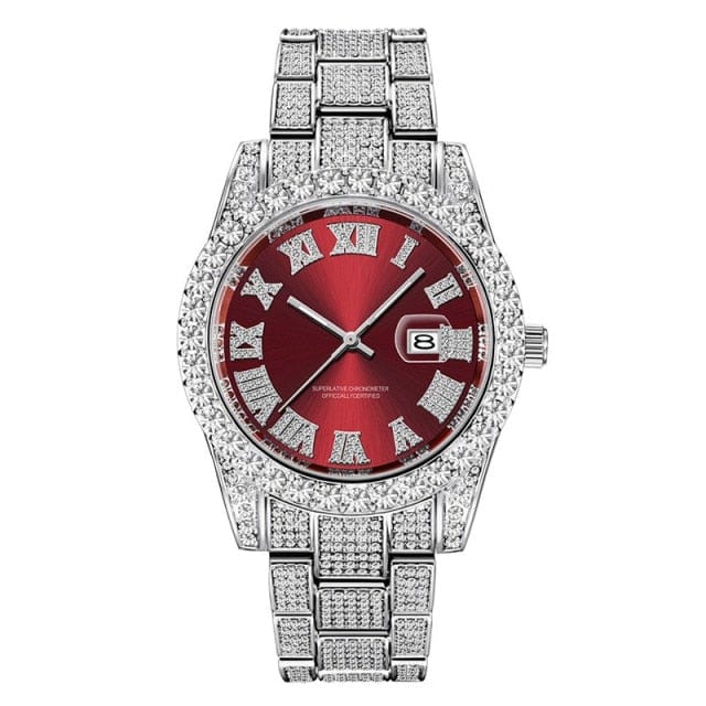 Hip-Hop-Herrenuhren, vollständig mit Steinen besetzt, luxuriöse Quarz-Armbanduhren mit Datumsanzeige und mikrobesetztem kubischem Zirkon, Schmuck für Damen und Herren