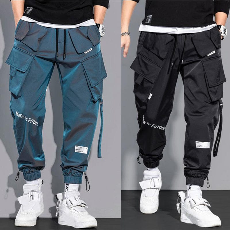 Men's Hip Hop Multi-Pocket Cargo Pants Solid Streetwear Sweatpants