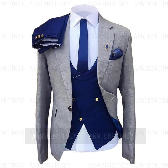 Men's Lattice Slim Fit Prom Wedding Tuxedo Jacket Pants Set