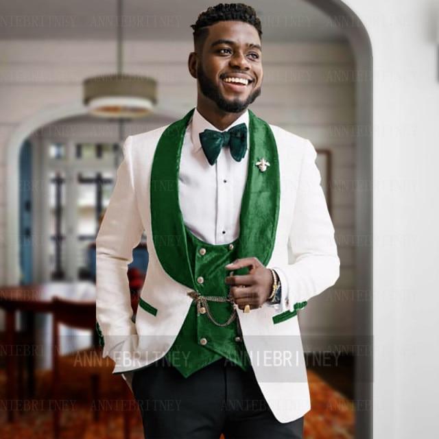 Men's Lattice Slim Fit Prom Wedding Tuxedo Jacket Pants Set