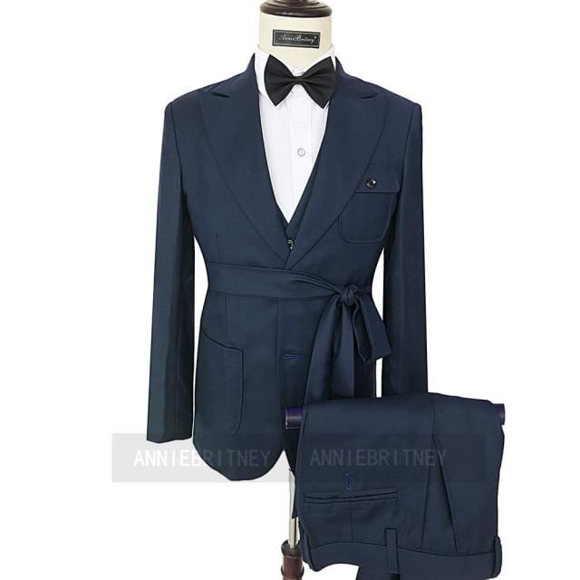 Men's Lattice Slim Fit Prom Wedding Tuxedo Jacket Pants Set