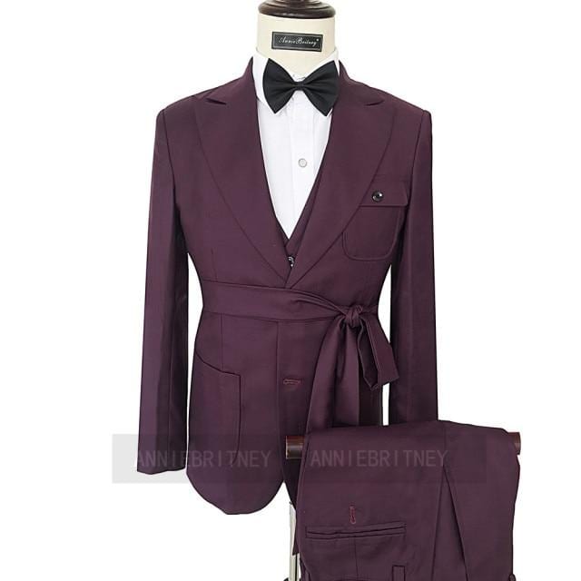 Men's Lattice Slim Fit Prom Wedding Tuxedo Jacket Pants Set