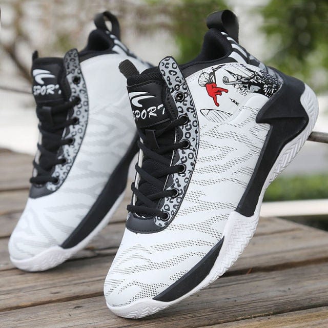 Men's High-Top Leather Cushioned Basketball Training Shoes