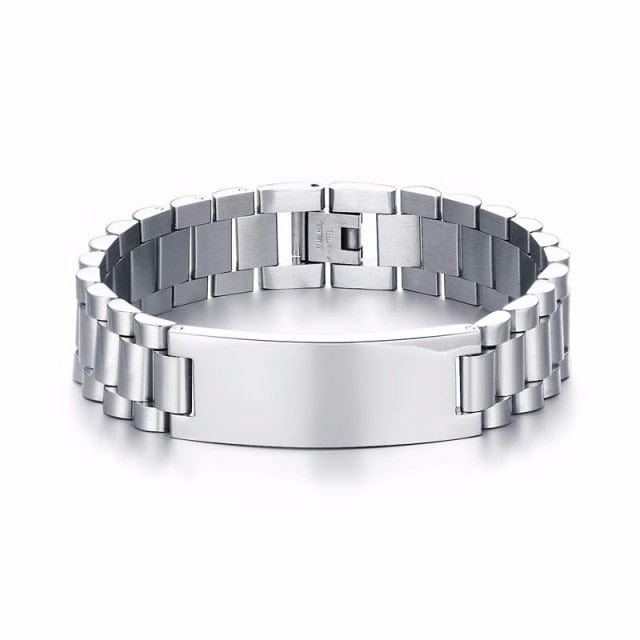10MM -15.5MM LUXURY METAL ID BRACELET PREMIUM OYSTER STYLE BAND PERSONALIZED ENGRAVING BRACELETS GIFT FOR HIM