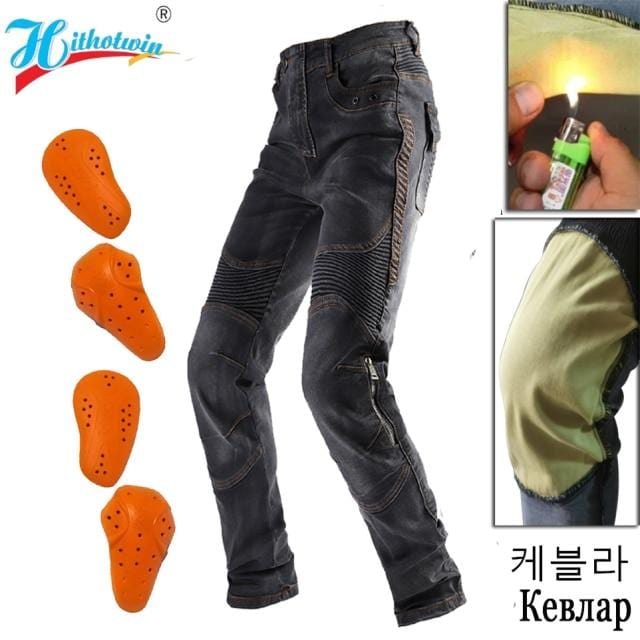 Men's Aramid Motorcycle Protective Riding Jeans Black Blue