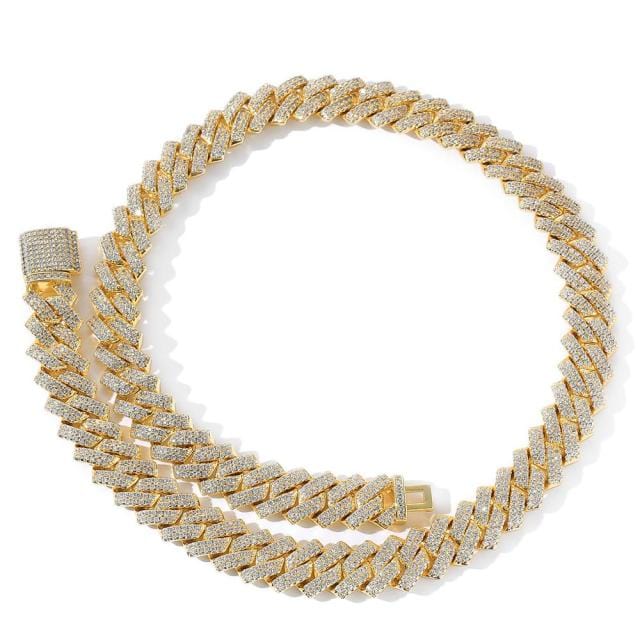 Chaînes glacées pour hommes, collier à maillons cubains de Miami, chaîne cubaine de luxe sertie de pierres CZ, bijoux de mode hip-hop