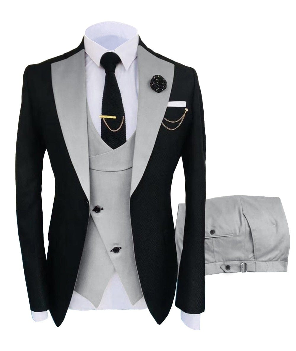 Men's Slim Fit 3-Piece Wedding Tuxedo Suit Blazer Vest Pants