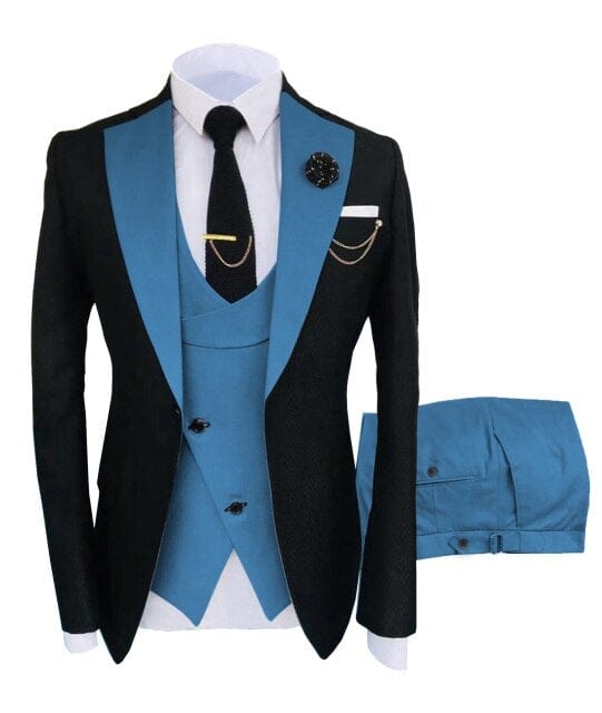 Men's Slim Fit 3-Piece Wedding Tuxedo Suit Blazer Vest Pants