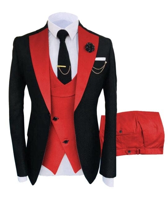 Men's Slim Fit 3-Piece Wedding Tuxedo Suit Blazer Vest Pants