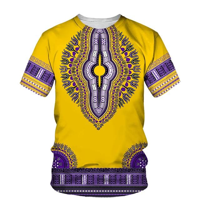 Unisex 3D African Print T-Shirt and Shorts Tracksuit Set, Summer
