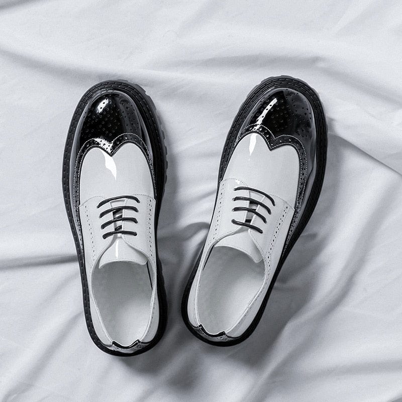 Men's Leather Shoes Fashion Carved Men's Shoes Color Matching Business Dress Leather Shoes Low Top Fashion Men's Shoes