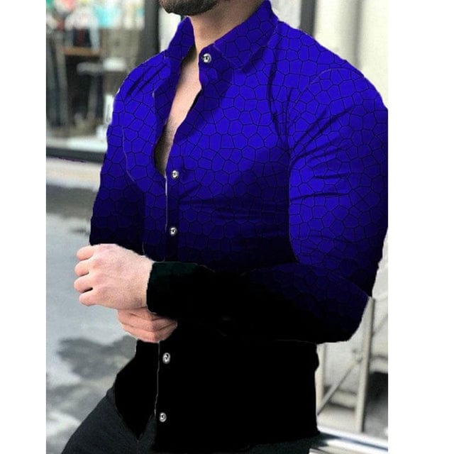 Luxus-Herrenhemd mit Umlegekragen und Knopfleiste, lässiges Designerhemd mit Streifenprint, langärmeliges Oberteil, Herrenbekleidung, Party-Cardigan