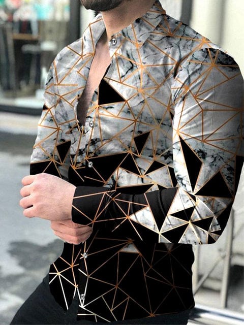 Luxus-Herrenhemd mit Umlegekragen und Knopfleiste, lässiges Designerhemd mit Streifenprint, langärmeliges Oberteil, Herrenbekleidung, Party-Cardigan