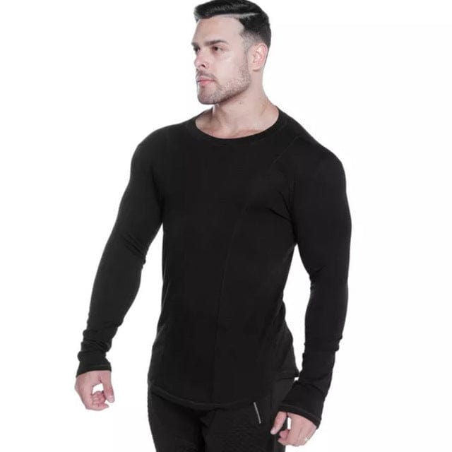 Men's Skinny Long-Sleeve Gym Fitness Workout T-Shirt