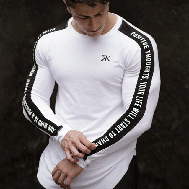 Men's Skinny Long-Sleeve Gym Fitness Workout T-Shirt