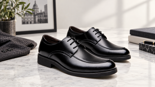Classic black men's leather oxford dress shoes