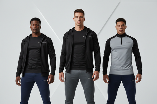 Men's tracksuit sportswear set styled for gym, casual and streetwear looks