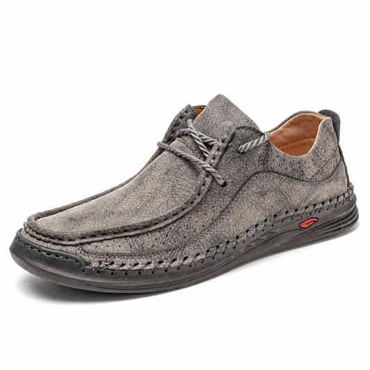 Men's handmade leather casual driving loafers grey