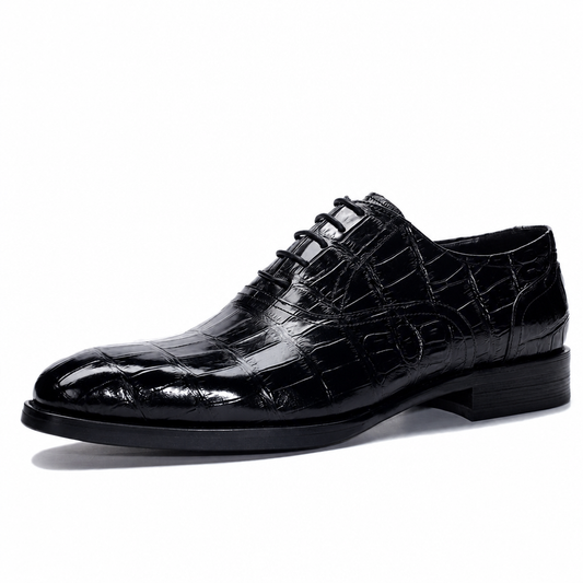 Men's genuine cow leather vintage brogue oxford flats black