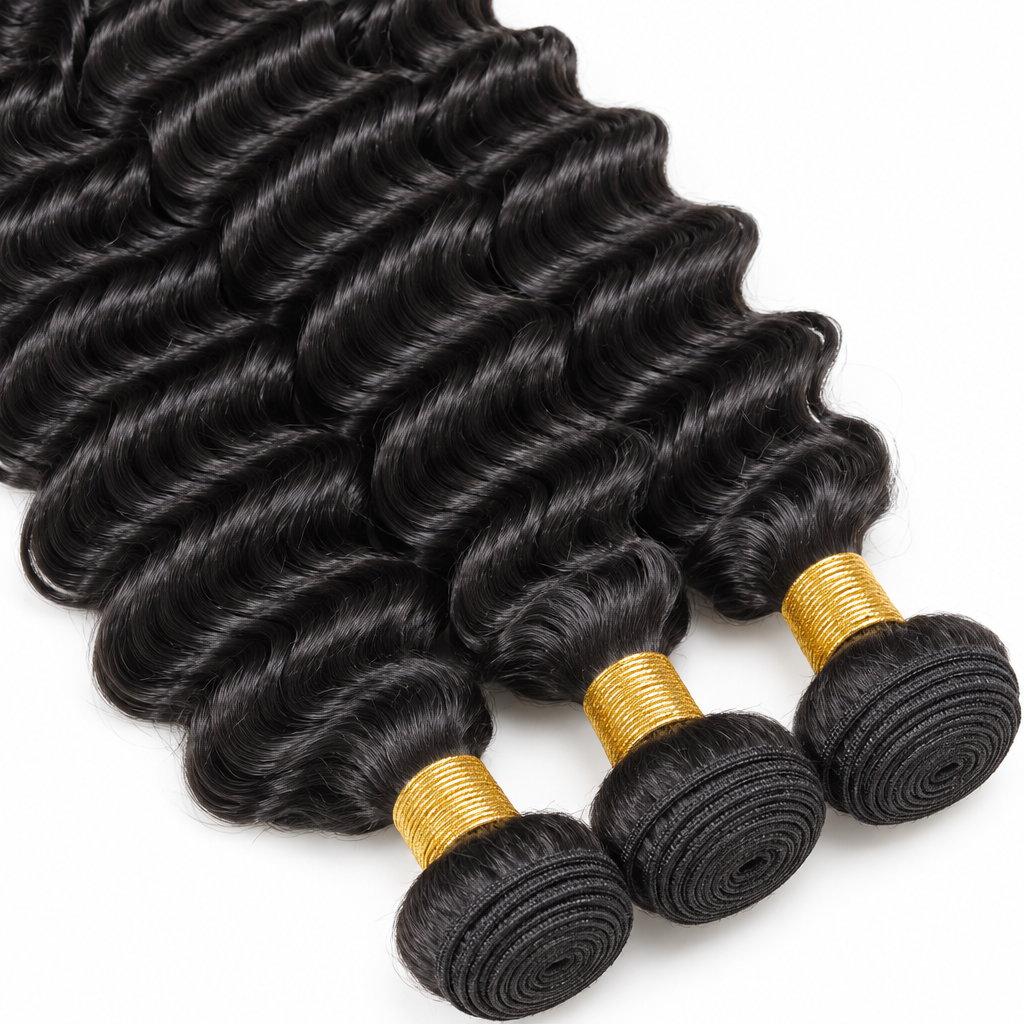 Brazilian deep wave hair bundles wave texture close-up