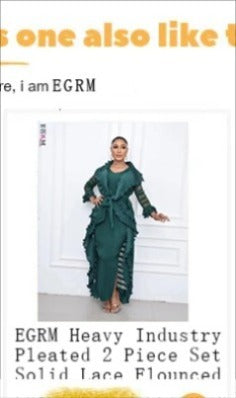 EGRM Gradient Pleated Fashion 2 Piece Set Women Belt Batwing Sleeves Tops A-line Long Dresses Elegant Party New Sets 32C1389