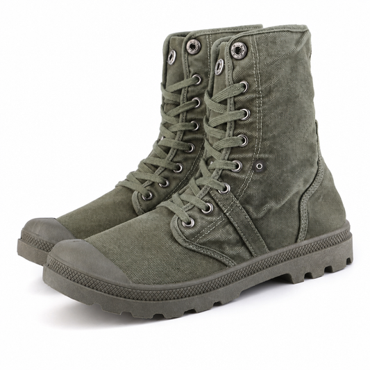 Men's high-top denim canvas casual outdoor rubber shoes olive