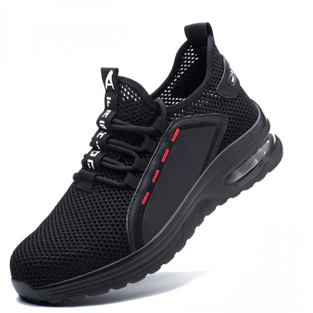 Steel-toe work safety shoes black mesh air cushion clean product photo