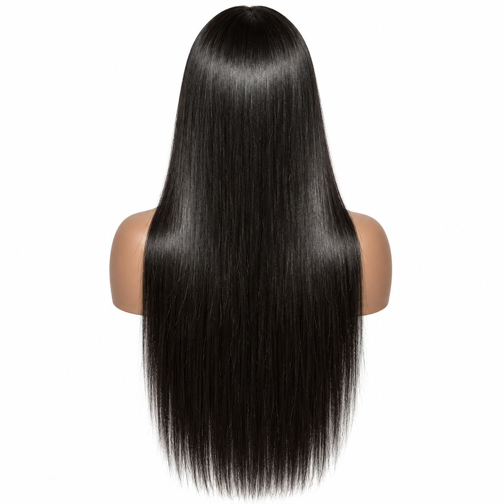 Glueless straight HD lace wig back length view