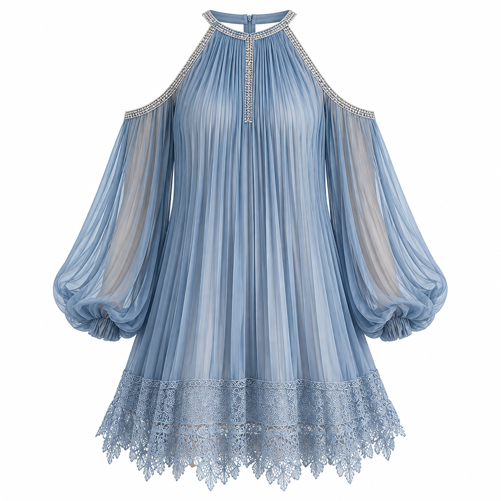 Women's off shoulder halter mini dress front