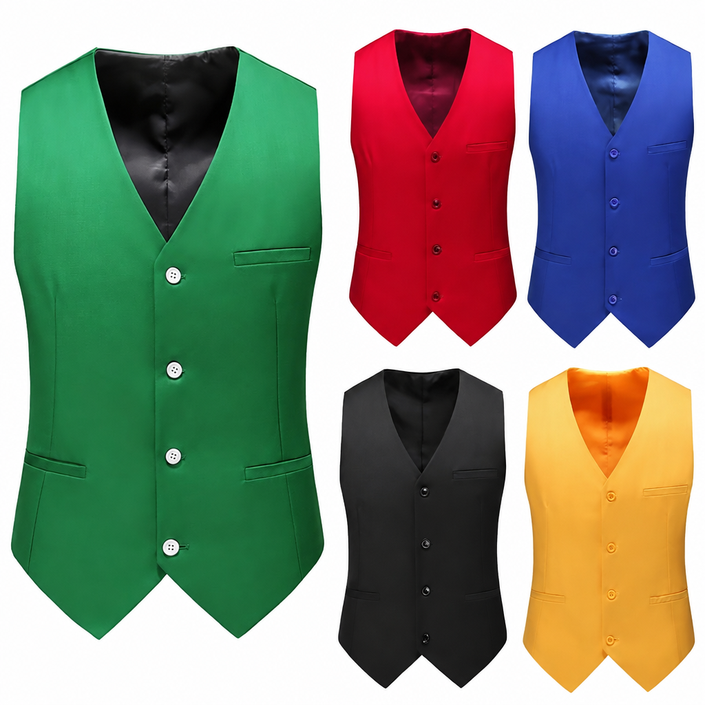 Men's business casual suit vest formal wedding waistcoat multi color