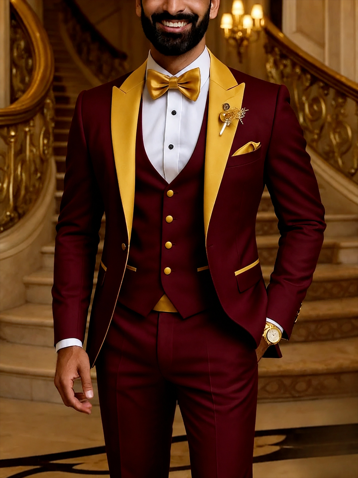 Men's 3-piece tuxedo suit colorway clean product photo