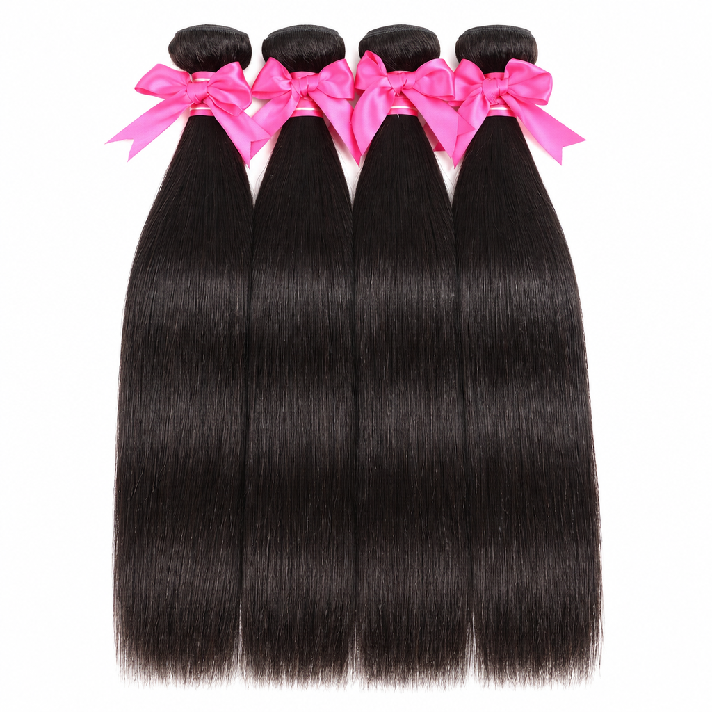 Brazilian straight 12A hair bundles flat lay
