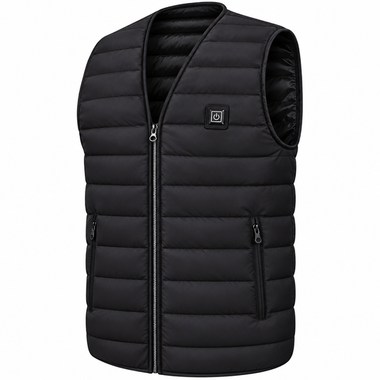 Men's black USB heated electric thermal winter vest clean product photo