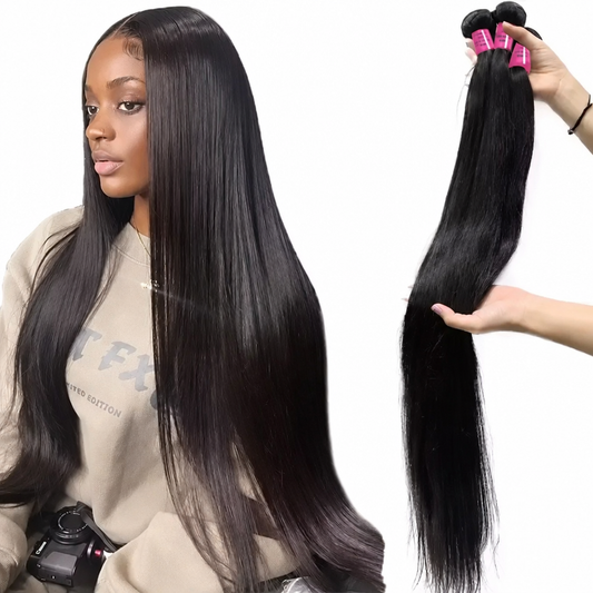 Brazilian straight human hair bundles natural black