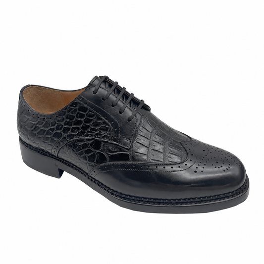 Men's Italian leather stitch business formal dress shoes black