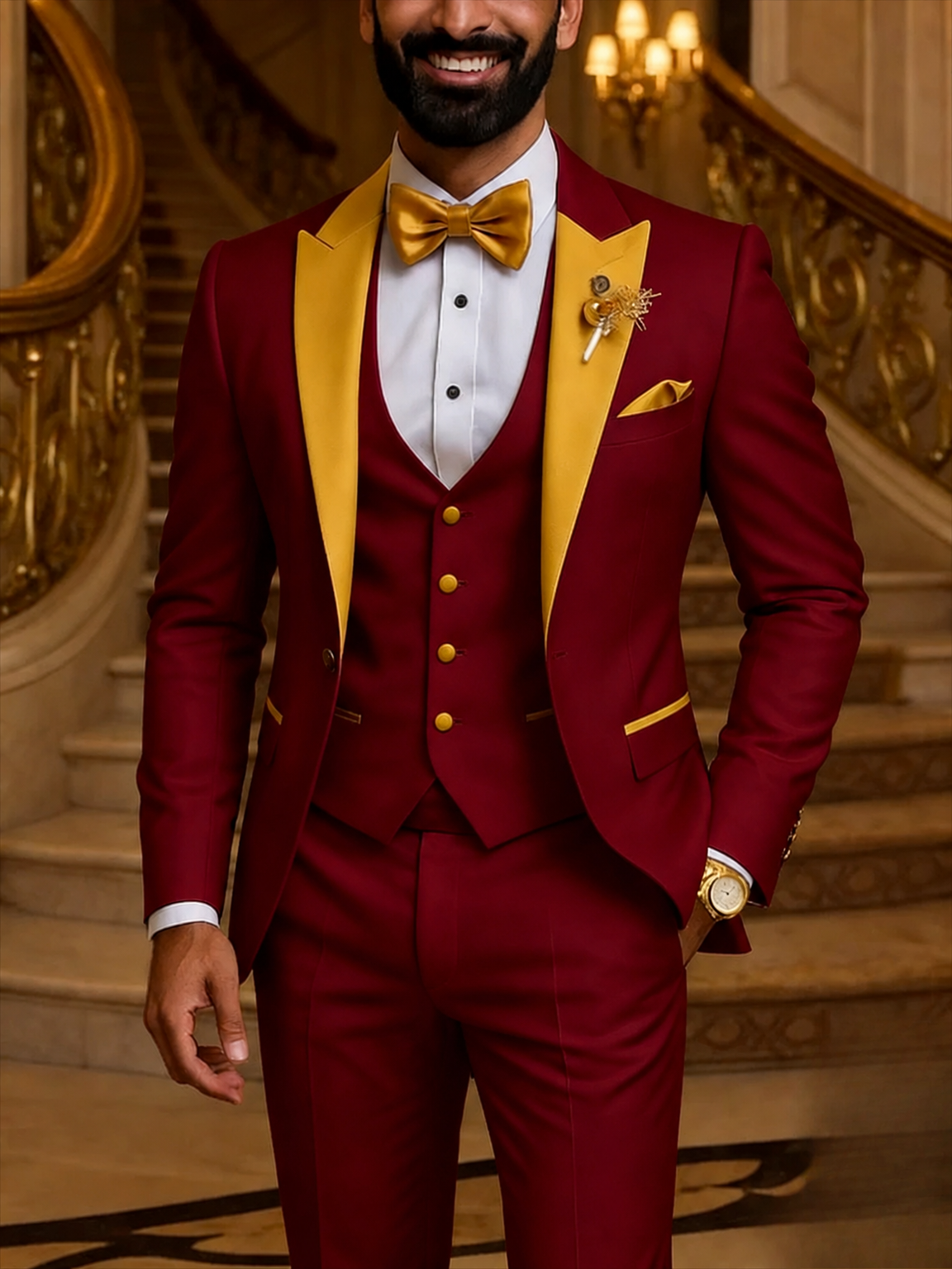 Men's 3-piece tuxedo suit colorway clean product photo