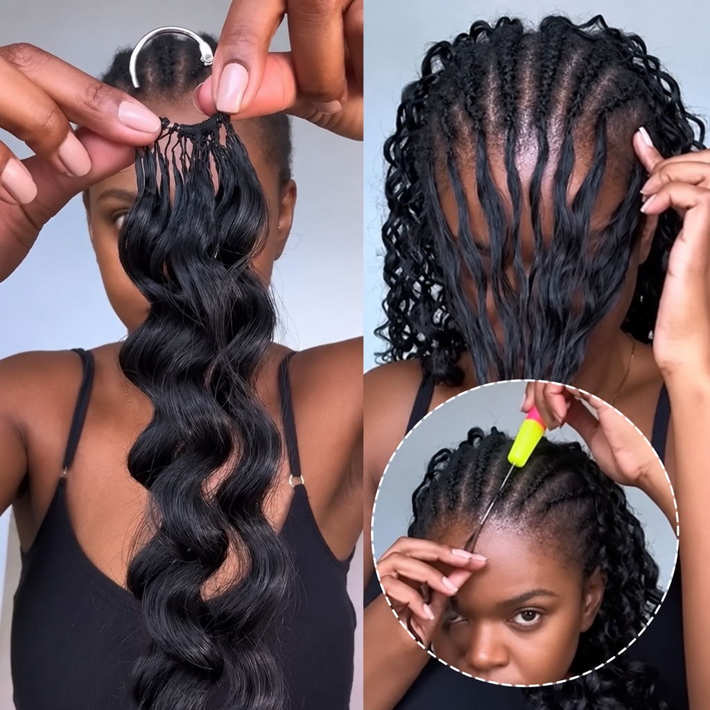 Body wave knotless crochet hair pack installation process