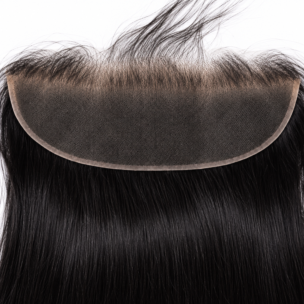 Brazilian straight HD lace frontal hairline close-up