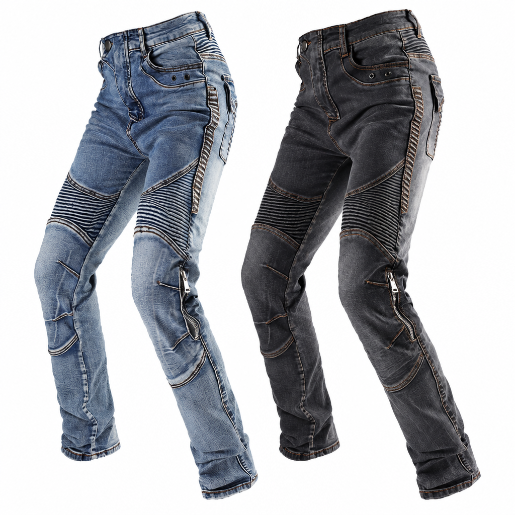 Men's aramid motorcycle protective riding jeans black blue
