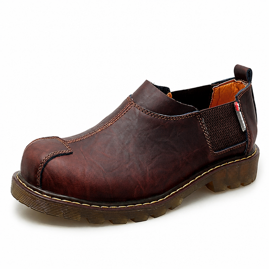 Men's genuine leather casual oxford dress shoes brown