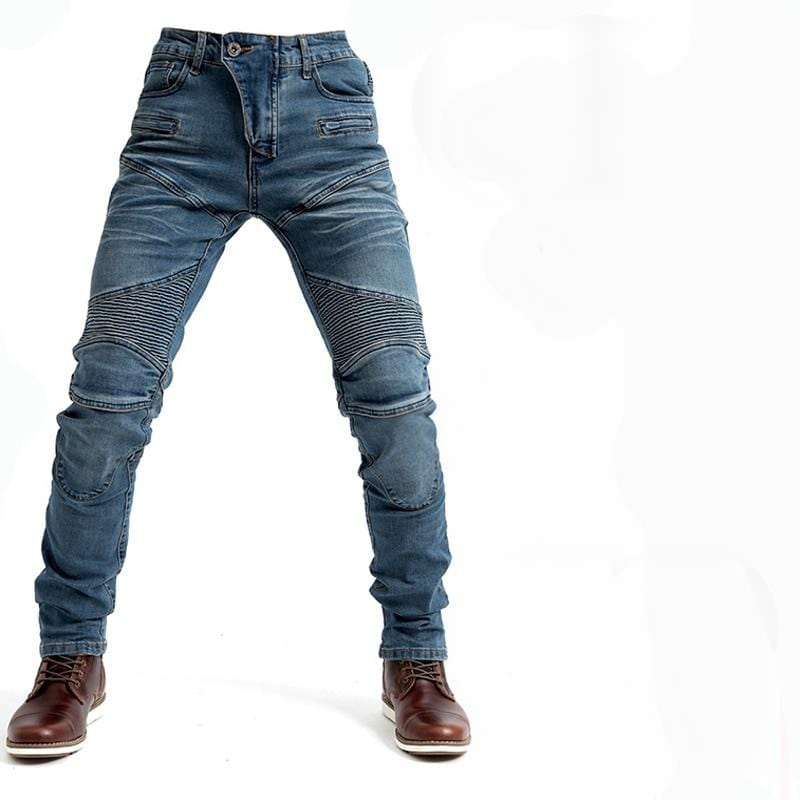 Men's blue protective motocross riding jeans clean product photo