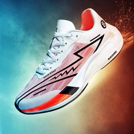 Men's carbon plate shock-absorbing marathon racing running shoes white orange