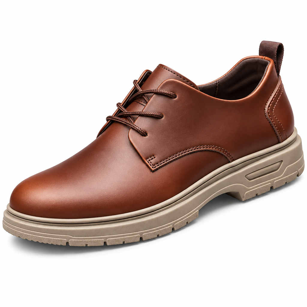 Men's business dress shoe heel view