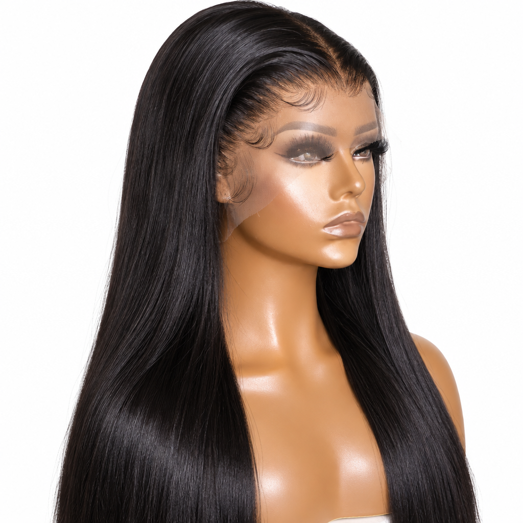 Brazilian bone straight 13x6 HD lace frontal wig side view