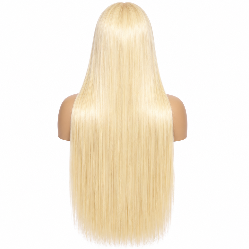 613 blonde straight lace front wig back view